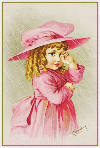Young Girl in a Pink Hat Coat by Maud Humphrey Bogart Counted Cross Stitch Pattern