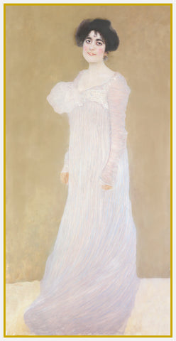 Art Nouveau Gustav Klimt Portrait of Serena Lederer Counted Cross Stitch Pattern