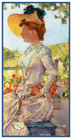 Portrait of a Lady Evelyn by American Impressionist Painter Childe Hassam Counted Cross Stitch Pattern