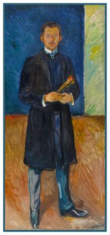 Edvard Munch with Brushes by Symbolist Artist Edvard Munch Counted Cross Stitch Pattern