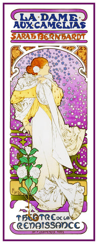 La Dame Aux Camelia by Alphonse Mucha Counted Cross Stitch Pattern DIGITAL DOWNLOAD