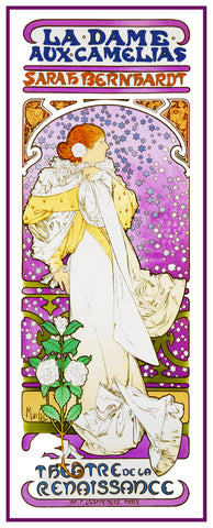 La Dame Aux Camelia by Alphonse Mucha Counted Cross Stitch Pattern