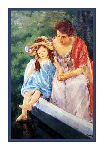 Mother Daughter Boating by American impressionist artist Mary Cassatt Counted Cross Stitch Pattern