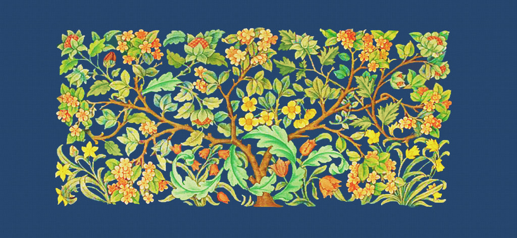 William Morris and John Dearle Woodland Flower Runner Counted Cross Stitch Pattern
