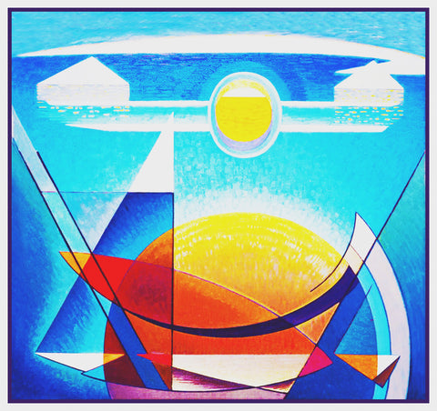 Sun and Earth Modern Art by  Canadian Lawren Harris Counted Cross Stitch Chart Pattern DIGITAL DOWNLOAD