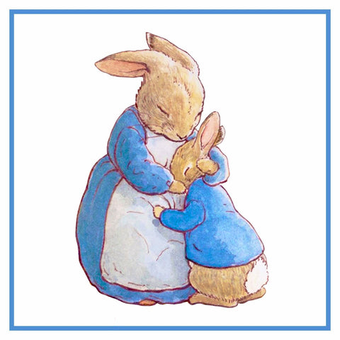 Mama Bunny Hugs Peter Rabbit inspired by Beatrix Potter Counted Cross Stitch Pattern