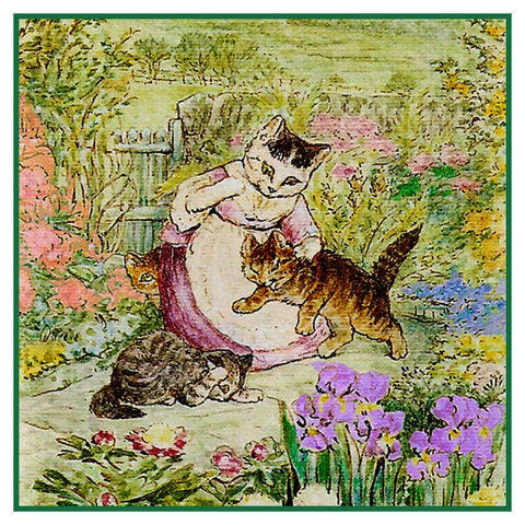 Mama Spanks Tom Kitten inspired by Beatrix Potter Counted Cross Stitch Pattern