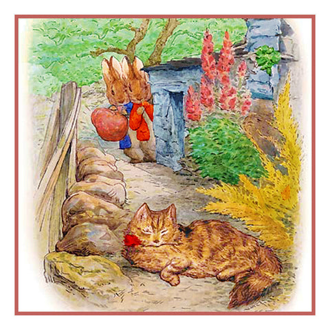 Peter and Ben Rabbit See a Cat inspired by Beatrix Potter Counted Cross Stitch Pattern