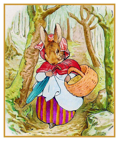 Mrs Rabbit Goes to Market inspired by Beatrix Potter Counted Cross Stitch Pattern