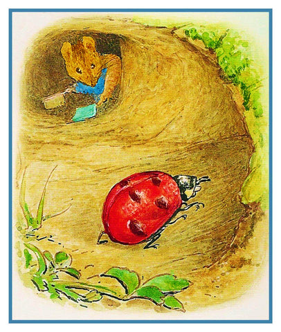 Mrs Tittlemouse and Ladybug inspired by Beatrix Potter Counted Cross Stitch Pattern