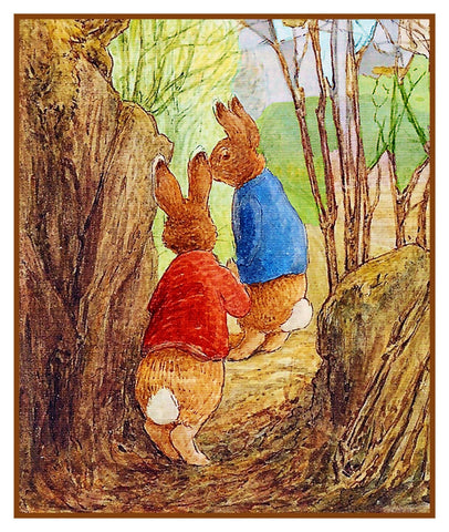 Peter Rabbit Ben Hide in Woods inspired by Beatrix Potter Counted Cross Stitch Pattern