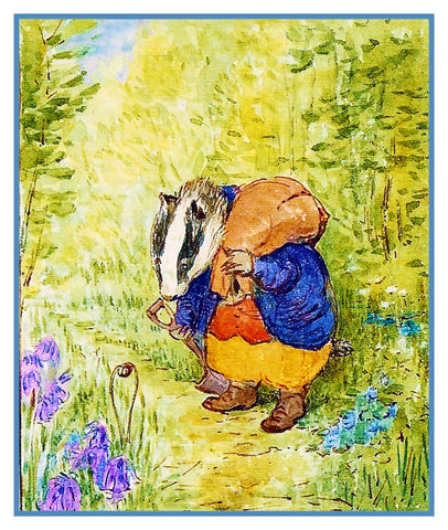 Tommy Brock inspired by Beatrix Potter Counted Cross Stitch Pattern