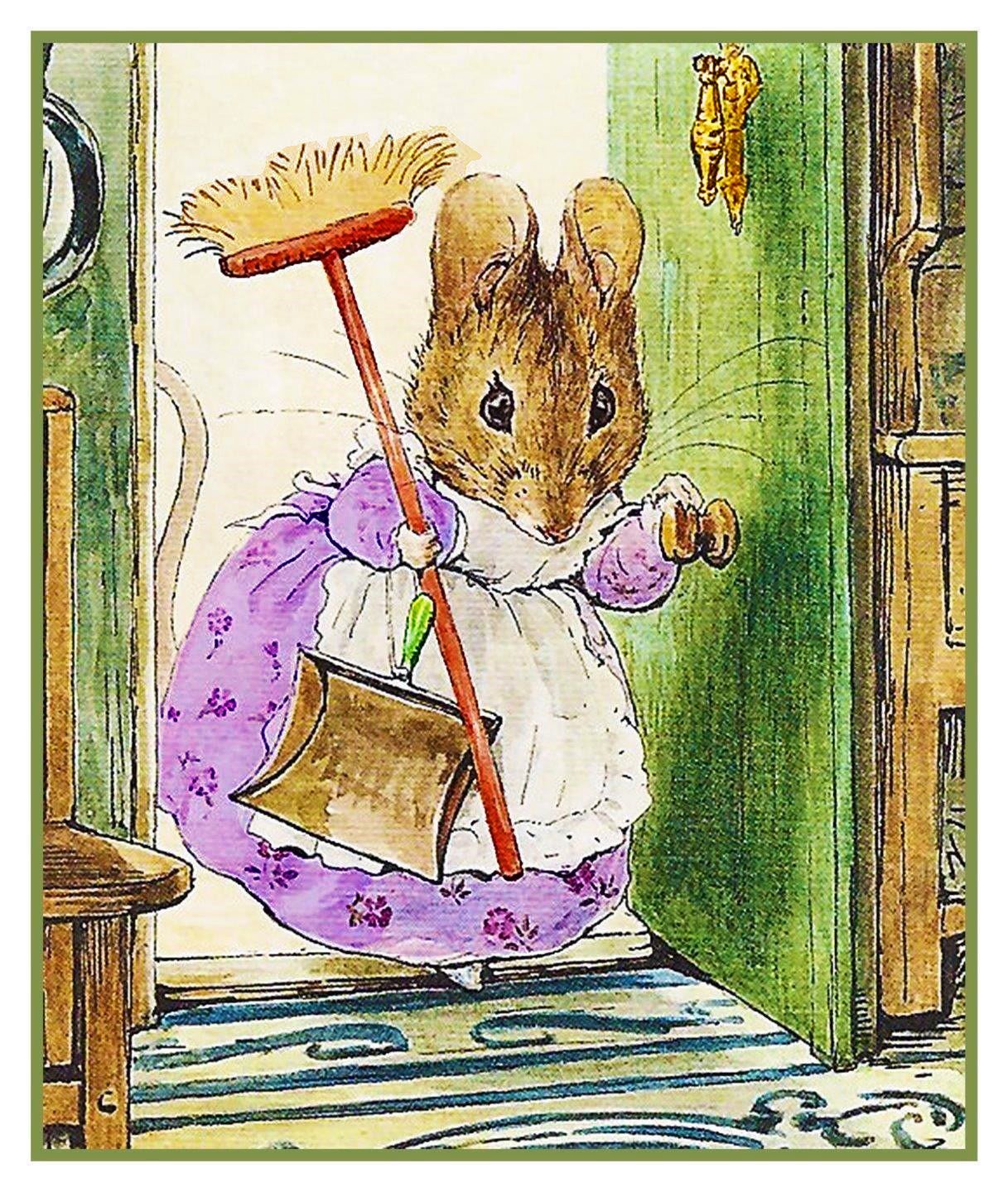 Hunca Munca Mouse Cleaning inspired by Beatrix Potter Counted