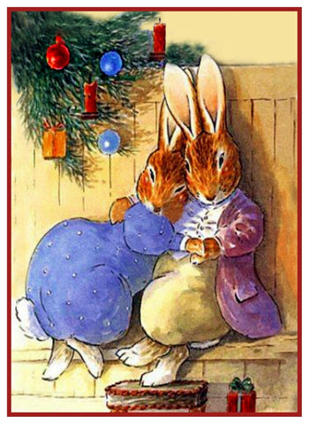 A Bunny Christmas Kiss by Beatrix Potter Counted Cross Stitch Pattern DIGITAL DOWNLOAD