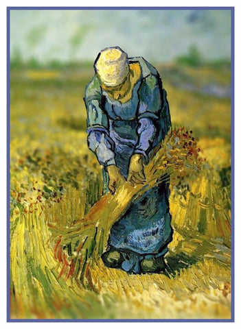 Peasant Woman in Field by Impressionist Artist Vincent Van Gogh Counted Cross Stitch Pattern