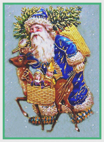 French Father Christmas Santa Claus Counted Cross Stitch Pattern DIGITAL DOWNLOAD