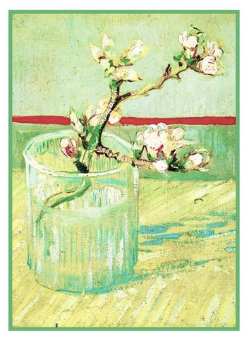 Vase with Almond Branches inspired by Impressionist Vincent Van Gogh's Painting Counted Cross Stitch Pattern