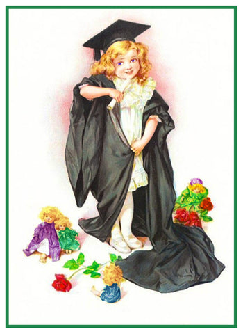Young Girl Child Play Graduation by Maud Humphrey Bogart Counted Cross Stitch Pattern