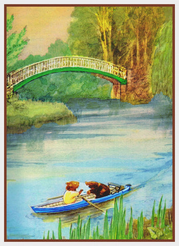 Ratty and Mole in a Boat Characters Wind in Willows Counted Cross Stitch Pattern DIGITAL DOWNLOAD