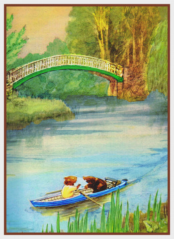 Ratty and Mole in a Boat Characters Wind in Willows Counted Cross Stitch Pattern