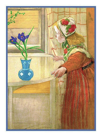 Liliana in the Window with a Crocus by Swedish Artist Carl Larsson Counted Cross Stitch Pattern DIGITAL DOWNLOAD
