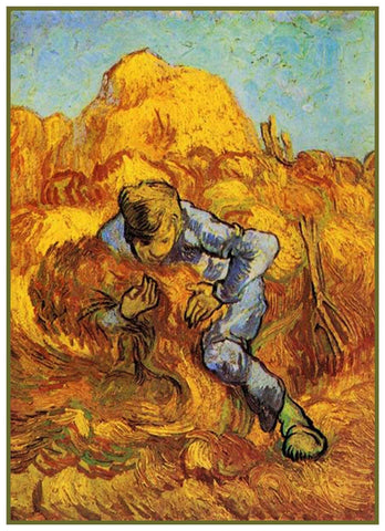 Worker Binding Wheat by Impressionist Artist Vincent Van Gogh Counted Cross Stitch Pattern