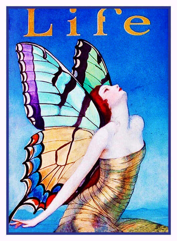 Art Deco Butterfly Woman WT Benda Life Cover Counted Cross Stitch Chart Pattern