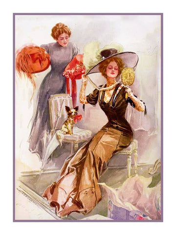 Harrison Fisher Art Deco Cosmo American Girl France Counted Cross Stitch Pattern