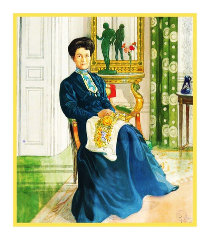Swedish Carl Larsson Mrs Theorell Embroidery Counted Cross Stitch Chart Pattern