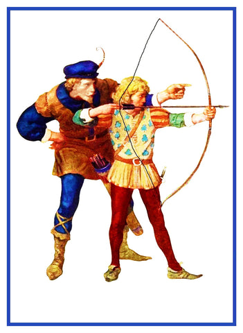N.C. Wyeth Robin Hood Bow and Arrows Counted Cross Stitch Chart Pattern