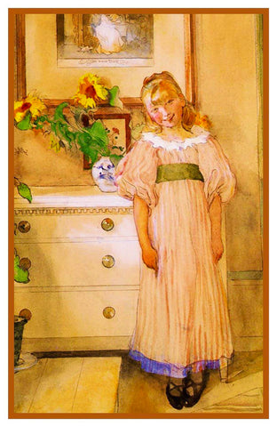 Hilda Her Sunflowers inspired Swedish Carl Larsson Counted Cross Stitch Pattern