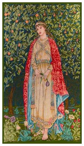 Arts and Crafts Orchard Maiden by William Morris Counted Cross Stitch Pattern