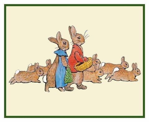 Flopsy Bunny Rabbit's Family Inspired by Beatrix Potter Counted Cross Stitch Pattern