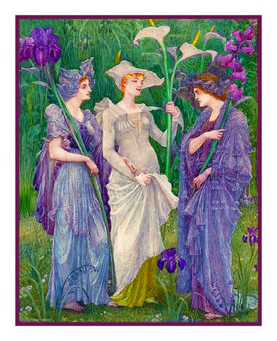Ensigns of Spring by Arts and Crafts Artist Walter Crane Counted Cross Stitch Pattern
