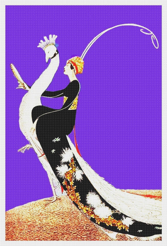 Art Deco Peacock Vogue Magazine Cover Helen Dryden  Counted Cross Stitch Pattern