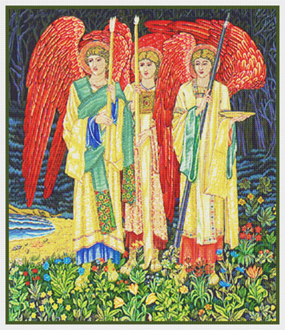 Holy Grail Angels Detail by William Morris Counted Cross Stitch Pattern DIGITAL DOWNLOAD