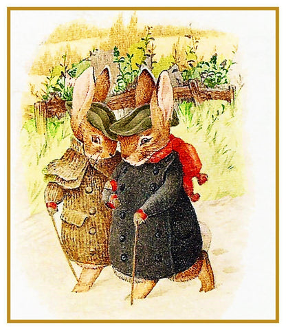 Peter Rabbit Winter Walk inspired by Beatrix Potter Counted Cross Stitch Pattern
