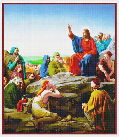 Jesus Sermon on the Mount by Carl Bloch Counted Cross Stitch Pattern DIGITAL DOWNLOAD