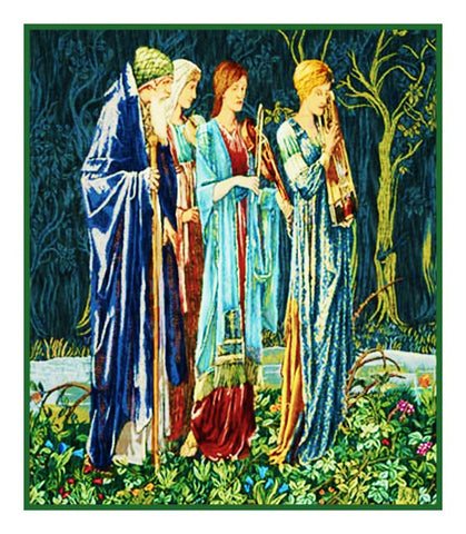 The Musicians detail from The Ceremony by Arts and Crafts Edward Burne-Jones and William Morris Counted Cross Stitch Pattern