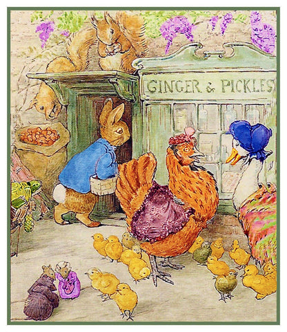 Peter Rabbit and Barnyard Friends inspired by Beatrix Potter Counted Cross Stitch Pattern