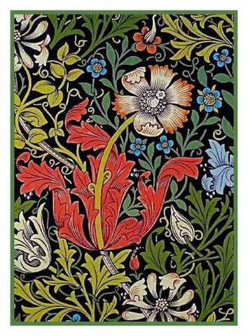 William Morris Compton Flower Design Counted Cross Stitch Pattern