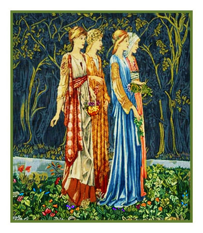The Muses detail from The Ceremony by Arts and Crafts Edward Burne-Jones and William Morris Counted Cross Stitch Pattern