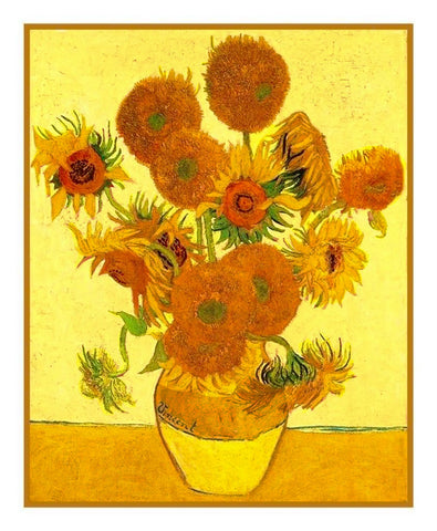 Vase of 15 Sunflowers inspired by Vincent Van Gogh's Painting Counted Cross Stitch Pattern DIGITAL DOWNLOAD