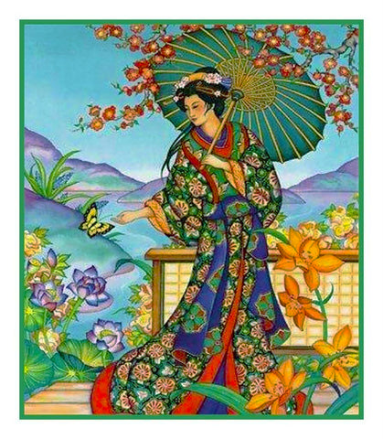 Japanese Artist Hokusai Asian The Lady #2 Counted Cross Stitch Chart Pattern