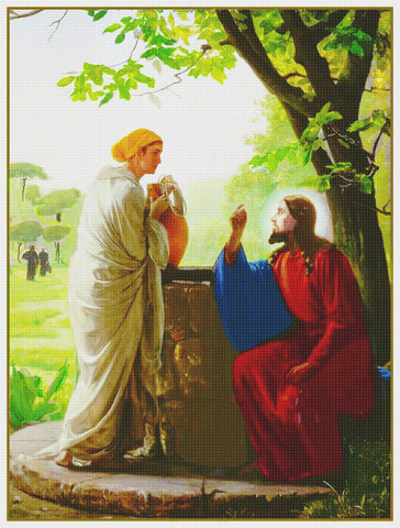 Jesus Christ Woman at the Well by Carl Bloch Counted Cross Stitch Chart Pattern DIGITAL DOWNLOAD