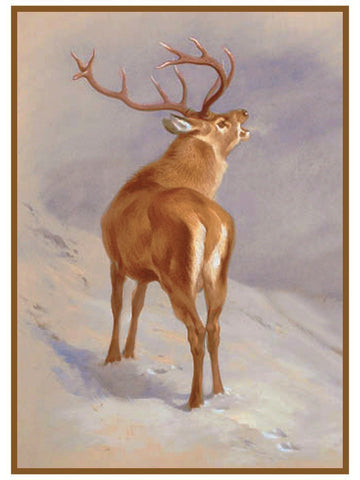 Red Deer Roaring by Naturalist Archibald Thorburn's Animal Counted Cross Stitch Pattern