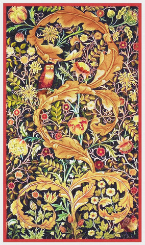 William Morris Acanthus Leaves Owl Counted Cross Stitch Pattern DIGITAL DOWNLOAD