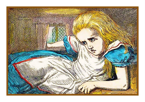 Tenniel Alice Hiding Alice in Wonderland Counted Cross Stitch Chart Pattern