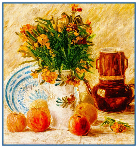 Flowers and Coffee Pot Still Life by Vincent Van Gogh Counted Cross Stitch Pattern