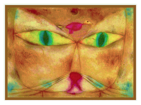 The Cat and the Bird by Expressionist Artist Paul Klee Counted Cross Stitch Pattern